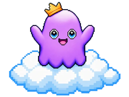 Mori with a crown on a cloud