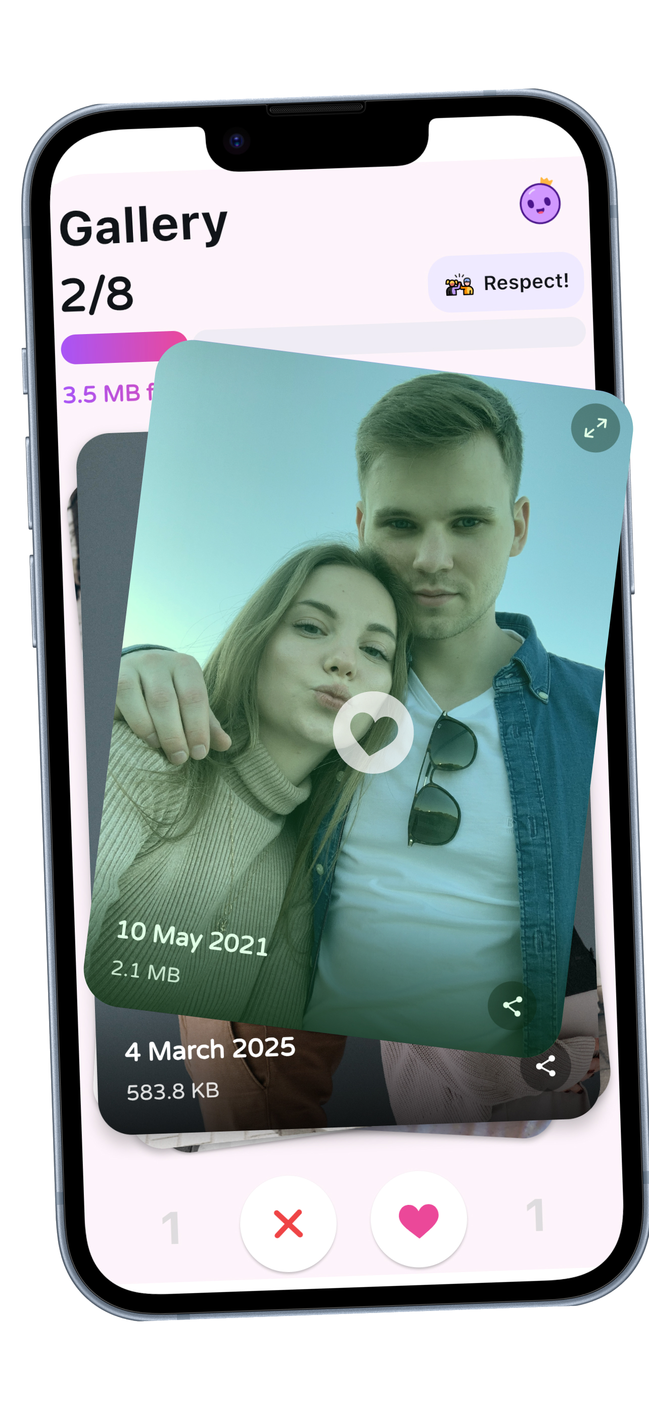 Swipe right to keep